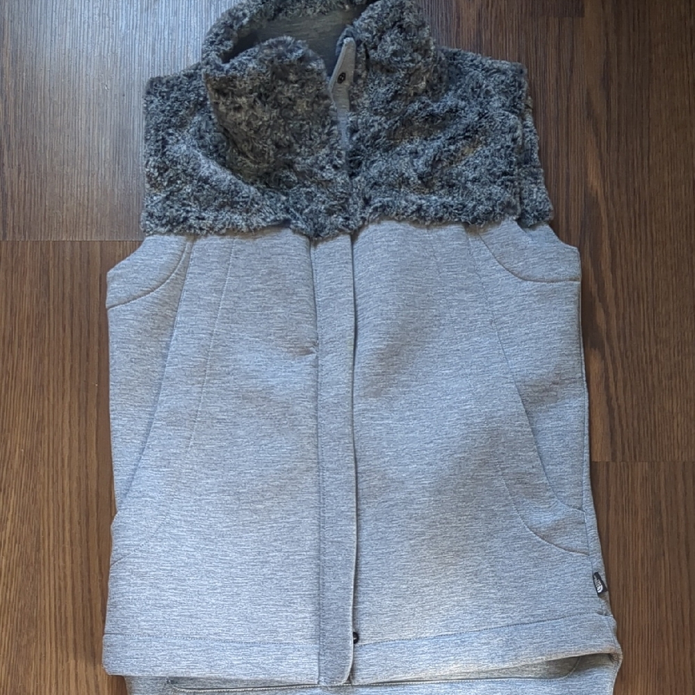 The North Face Gray Faux Fur Ladies Vest Small
